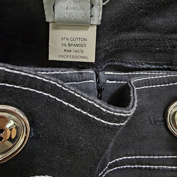 Cache y2k black capri sailor flap pants white stitching large silver buttons 4 - Picture 8 of 9
